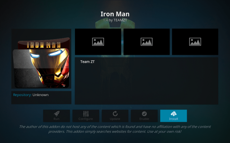 how to install iron man addon on kodi