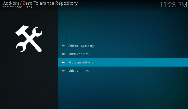 open program addons Kryptikz ZT Kodi Build