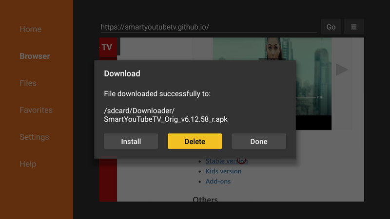 delete youtube apk from fire tv stick