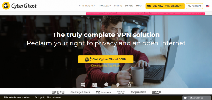 CyberGhost VPN homepage CyberGhost VPN homepage