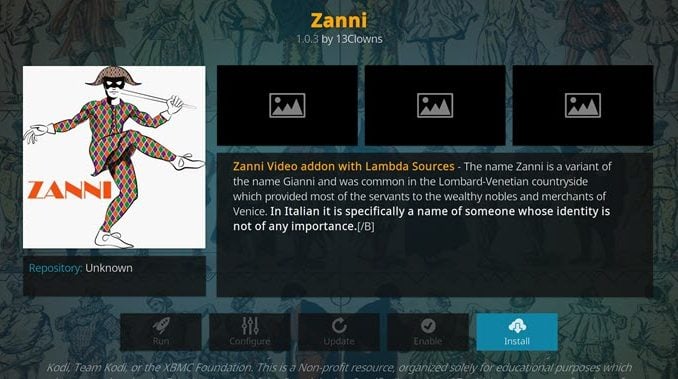 Zanni Addon Guide - Kodi Reviews
