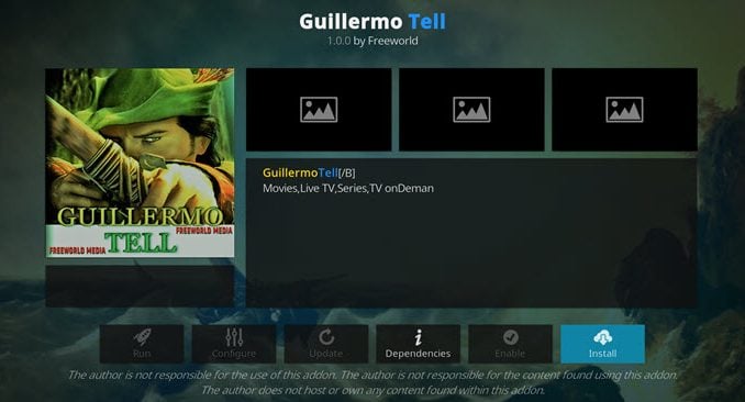 Guillermo Tell Addon Guide - Kodi Reviews
