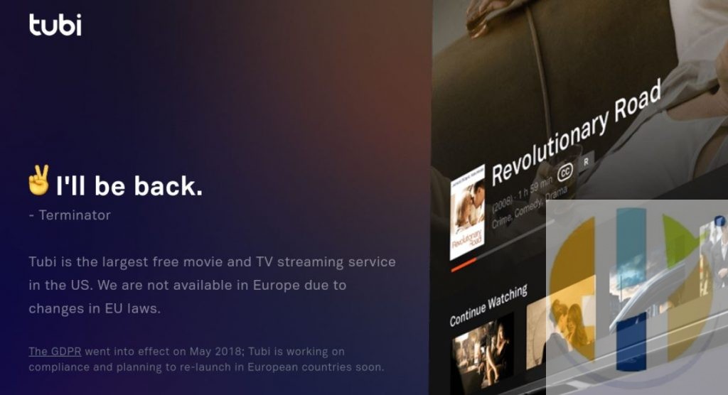 Tubi TV GDPR EU Message