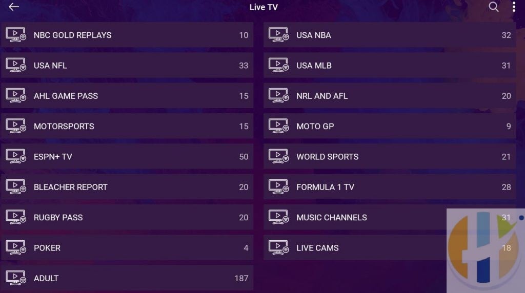 Purple IPTV Player Channel list