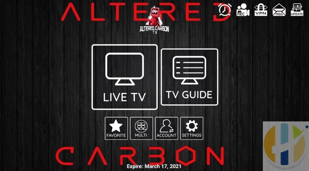 Altered Carbon Main screen