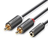 UGREEN 3.5mm Female to 2 RCA Male Stereo Audio Y Cable Adapter Gold Plated Compatible for Smartphones MP3 Tablets Home Theater 0.65FT
