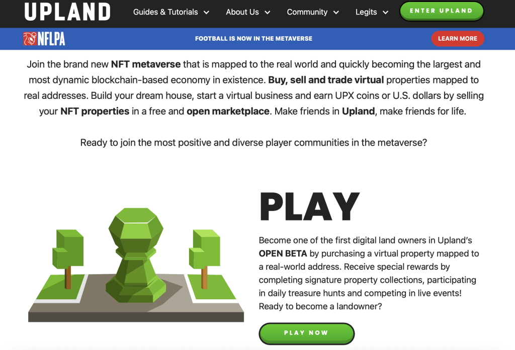 upland play to earn crypto game