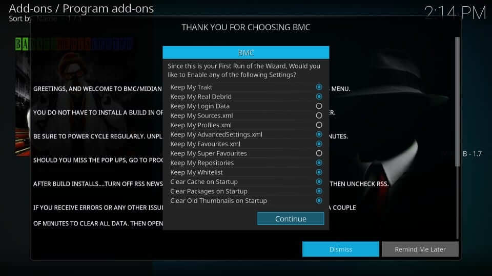 Click Continue on the prompt