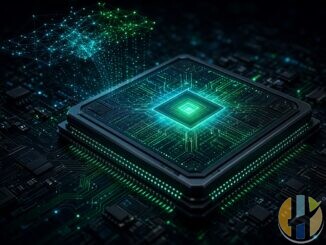 AI processor with green circuit details