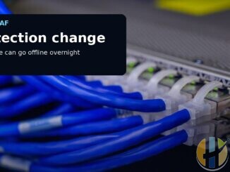 A real network-cabling photograph with editorial labels about CDN/WAF changes taking streaming lines offline.