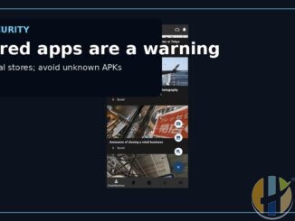 Real Wikimedia Commons Android app screenshot presented with an app-security/retirement caption; no APK or brand mark was generated.