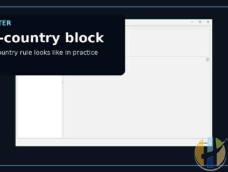 Real geo-filter administration UI screenshot with country selection visible, illustrating a two-country block.
