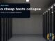 Real server-room photograph with a shared-hosting collapse caption.