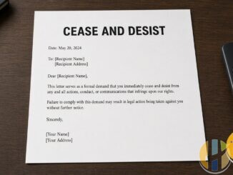 Plain cease-and-desist letter on a desk beside a remote