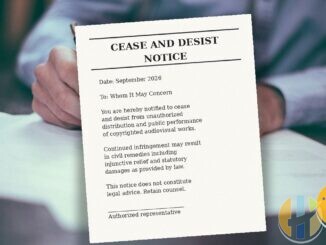 Plain unbranded cease and desist notice on a desk, September 2026 documentary prop
