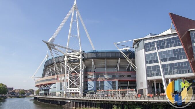 Principality Stadium in Cardiff on a sunny day, venue for Fury vs Joshua on 11 December 2026