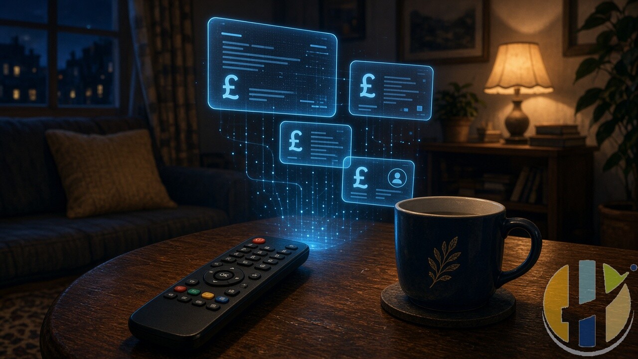 Remote and floating pound signs representing rising UK streaming bills