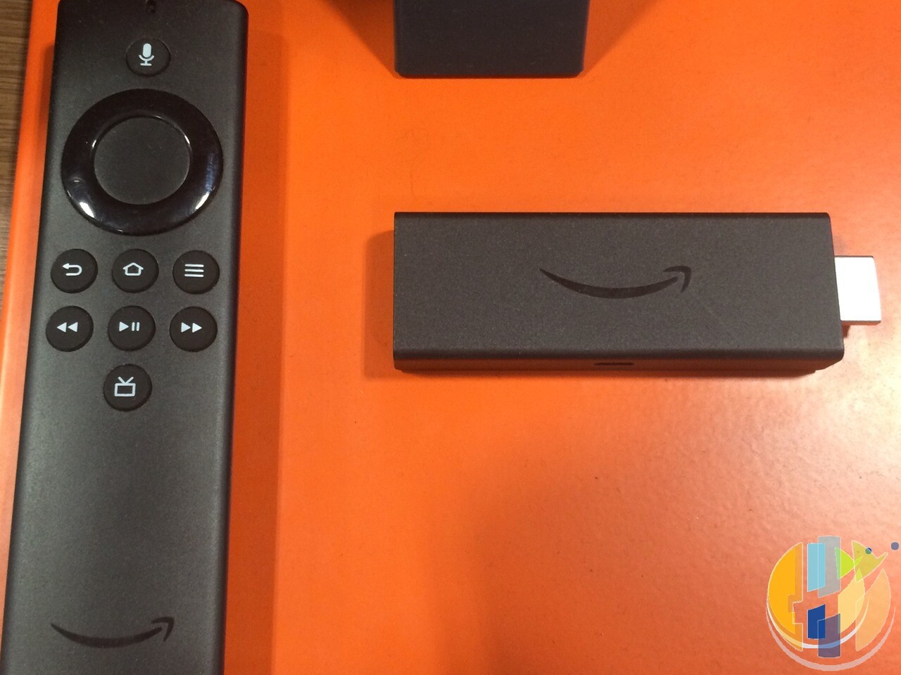 Amazon Fire TV Stick and remote display product photo, Wikimedia Commons source