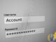 Close-up of a login form with a username field reading Account and a masked password field