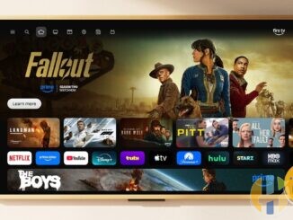 Amazon's new Fire TV home screen interface shown on a wall-mounted TV