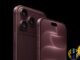Apple press image of the iPhone 18 Pro in burgundy, rear camera and front display