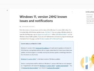 Microsoft Learn Windows 11 24H2 known issues page noting Home and Pro end of updates on 13 October 2026