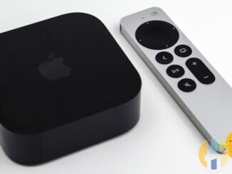 Apple TV 4K (3rd generation, 2022) with Siri Remote on a table, previous generation hardware shown