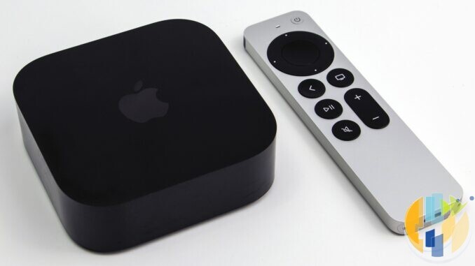 Apple TV 4K (3rd generation, 2022) with Siri Remote on a table, previous generation hardware shown