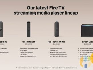 Amazon Fire TV streaming player line-up graphic showing Fire TV Stick HD, Fire TV Stick 4K, Fire TV Stick 4K Max and Fire TV Cube