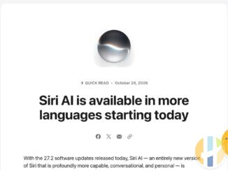 Apple Newsroom quick read dated 26 October 2026 with the Siri orb and the headline Siri AI is available in more languages starting today
