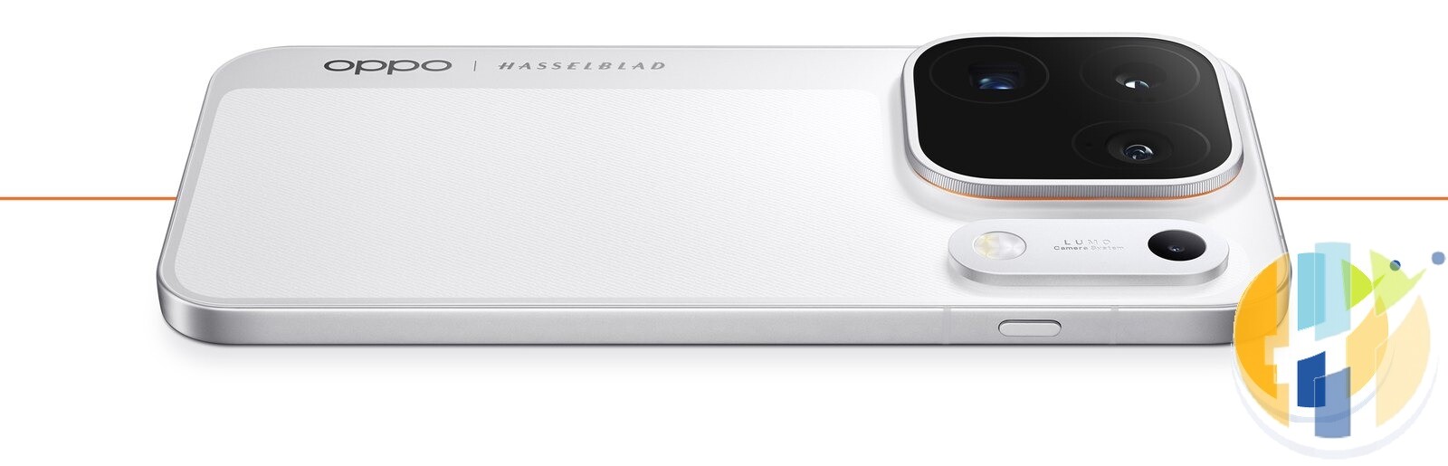 Rear of the OPPO Find X10 Pro Max in white showing the square Hasselblad camera module