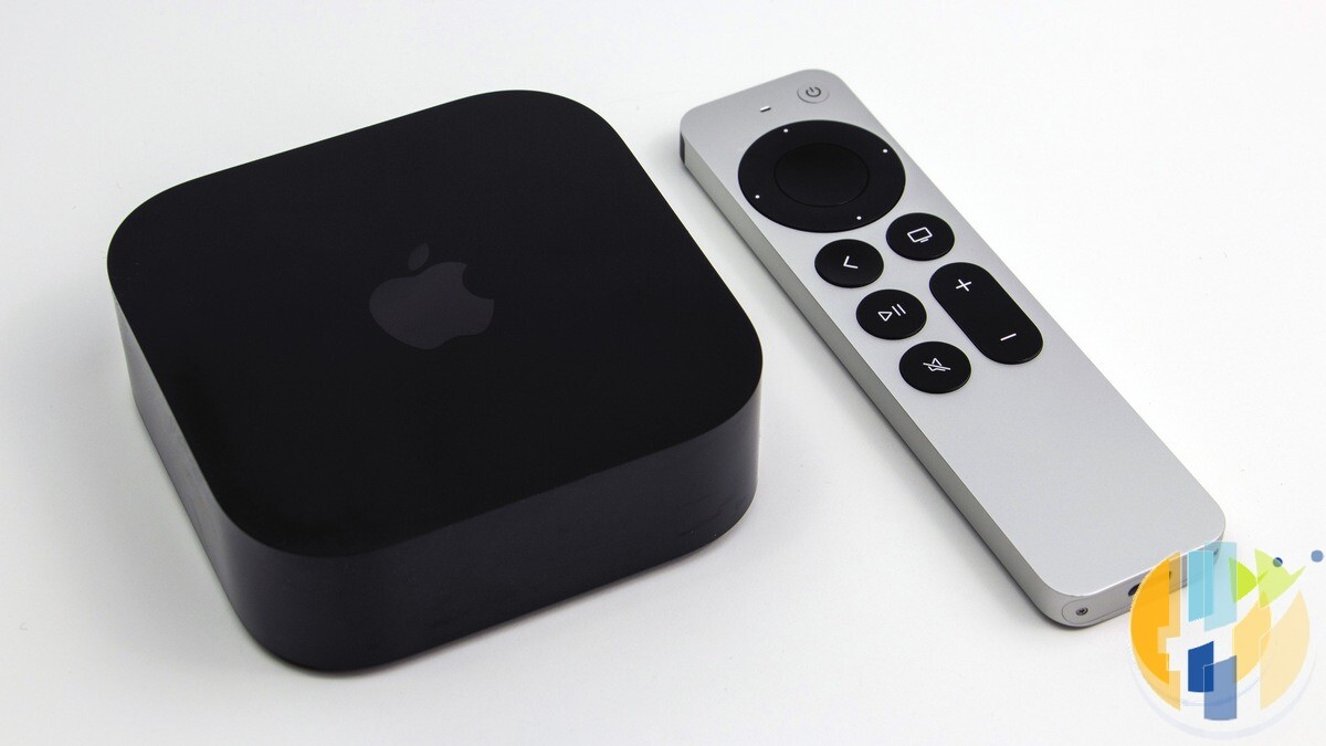 Apple TV 4K (3rd generation, 2022) black set-top box beside Siri Remote